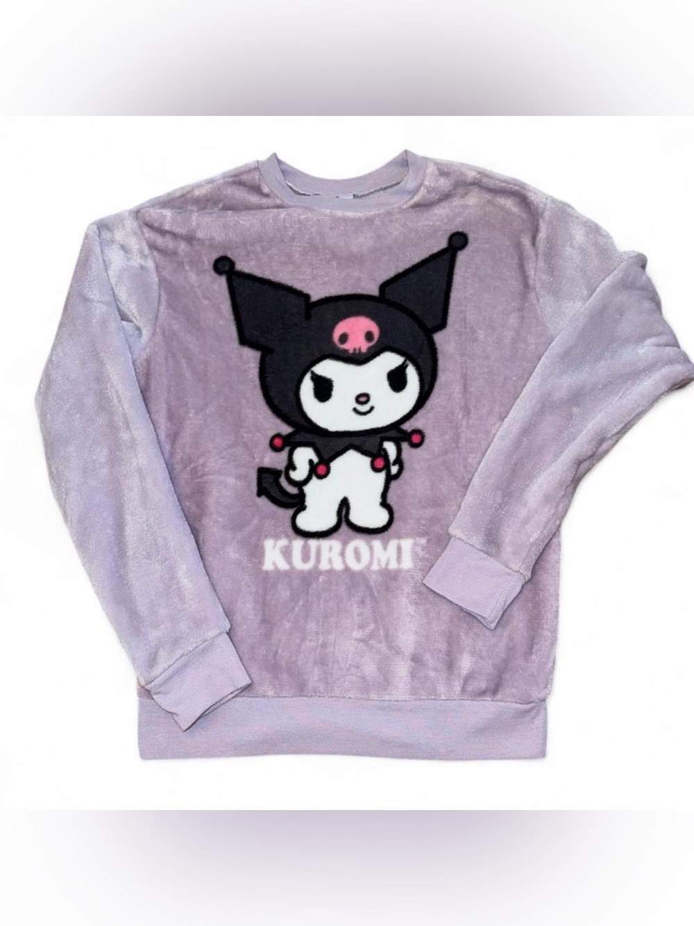 Sanrio Kuromi Devil Fleece Sweatshirt Pastel Purple Size XS